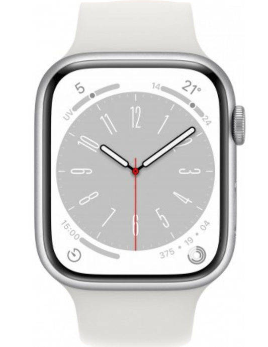 Apple Watch Series 8 45mm Gps + Cellular Stainless Steel Silver + White Sport Band 32gb HG2