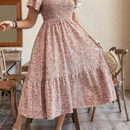 Plus Size Backless Midi Dress – Elegant Pleated Summer Party Dress