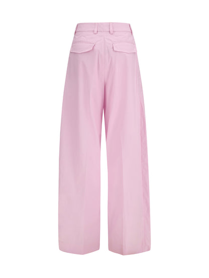 Wide-Leg Cotton Pants Pink