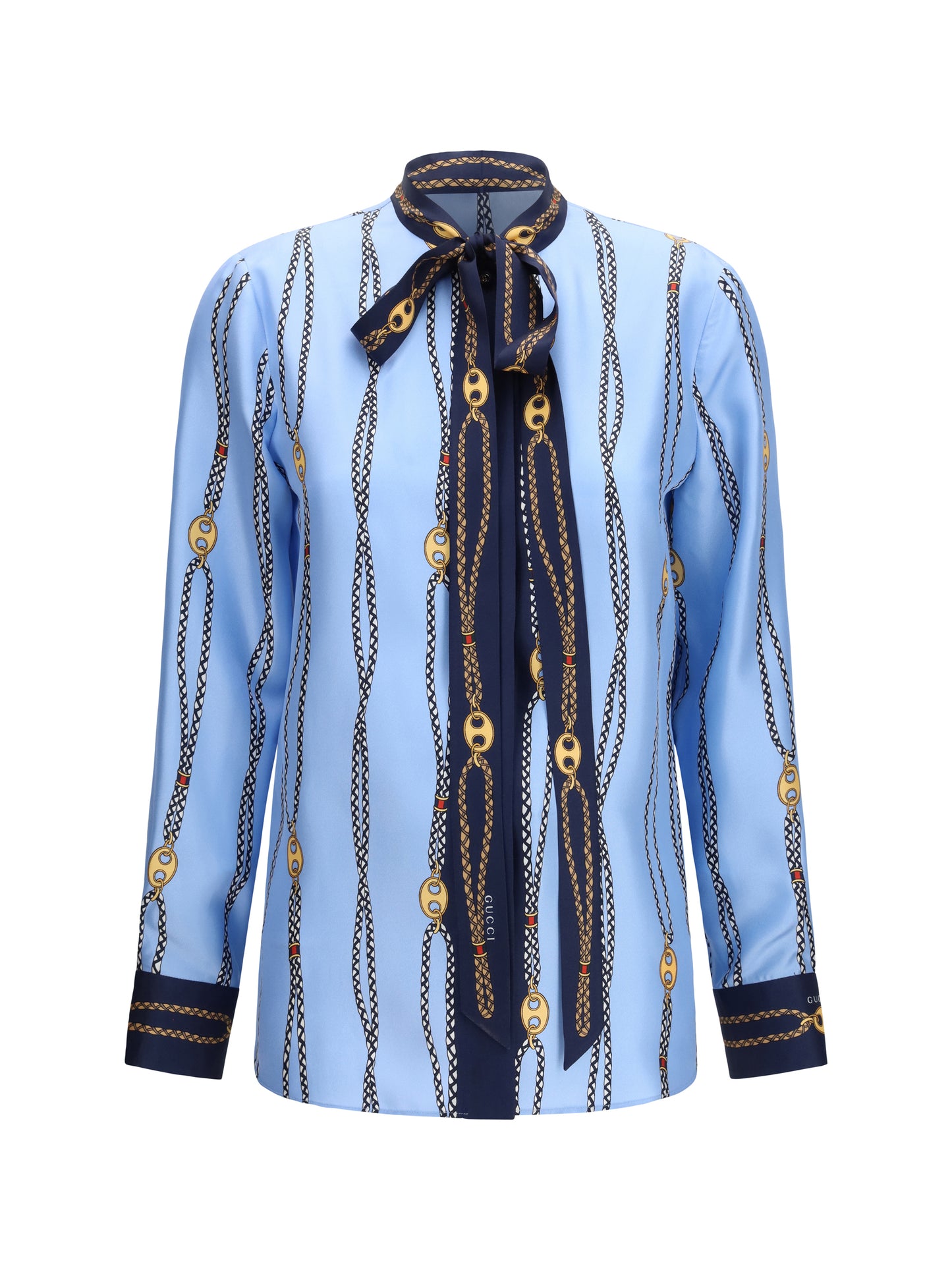 Printed Silk Shirt Azure/Blue/Multicolour