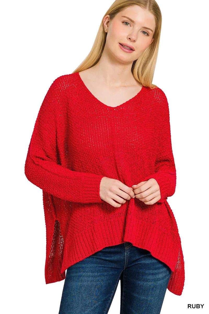 Zenana Dolman Sleeve V-Neck Sweater