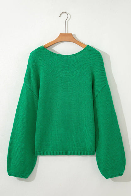 Threaded Pear Raven Backless Bubble Sleeve Sweater