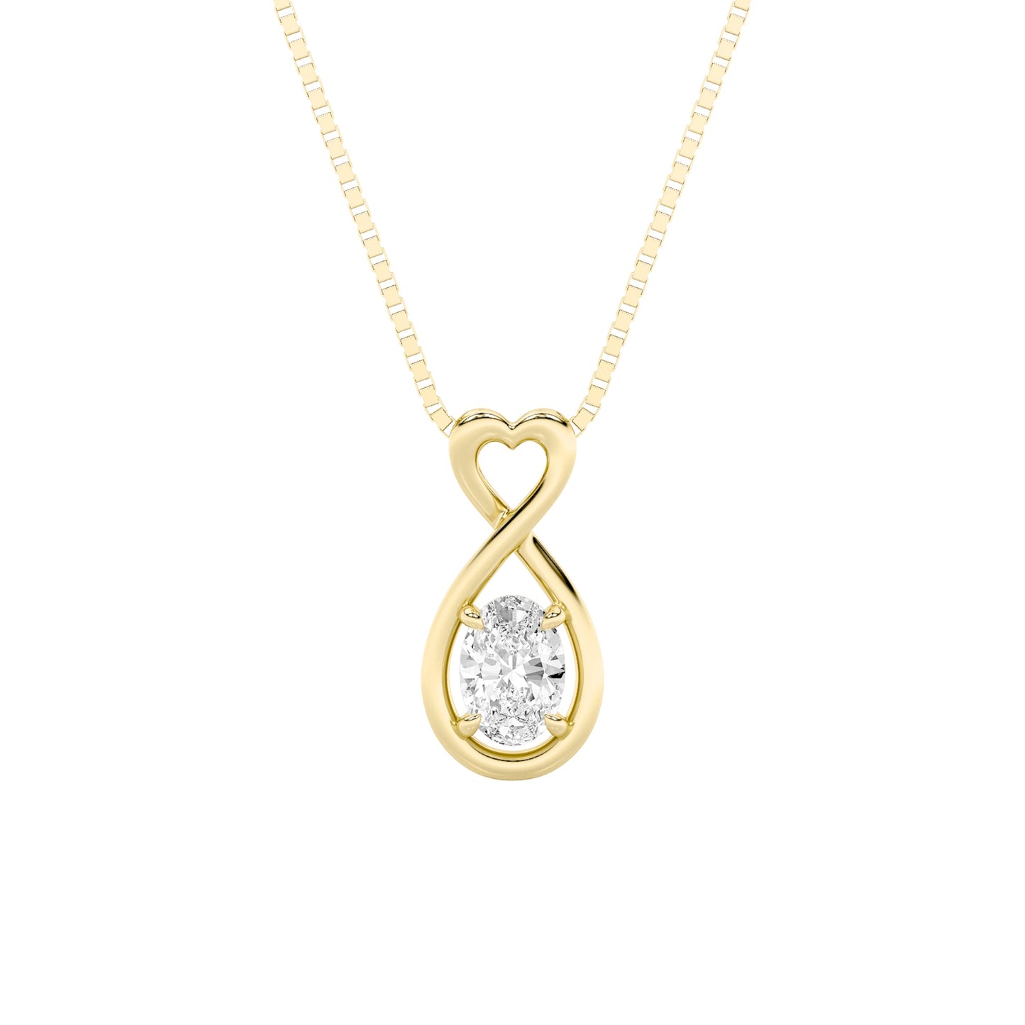 1.0ct Oval Shaped Lab Grown Diamond (G/VS) Fancy Solitaire Pendant in 10K Yellow Gold