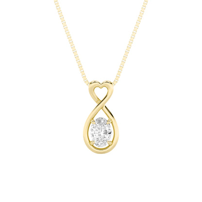 1.0ct Oval Shaped Lab Grown Diamond (G/VS) Fancy Solitaire Pendant in 10K Yellow Gold