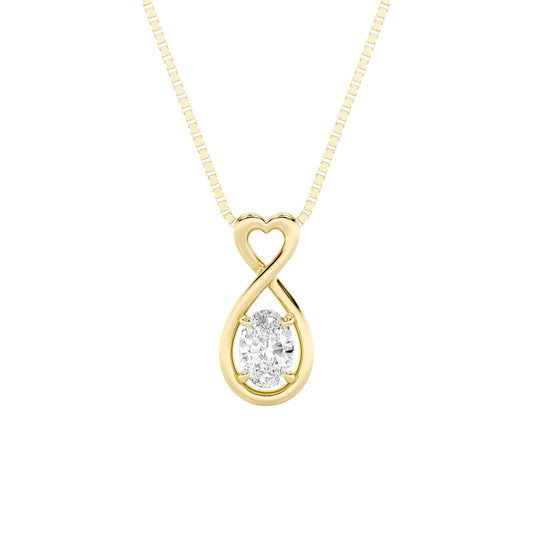 1.0ct Oval Shaped Lab Grown Diamond (G/VS) Fancy Solitaire Pendant in 10K Yellow Gold