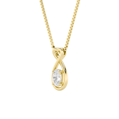 1.0ct Oval Shaped Lab Grown Diamond (G/VS) Fancy Solitaire Pendant in 10K Yellow Gold