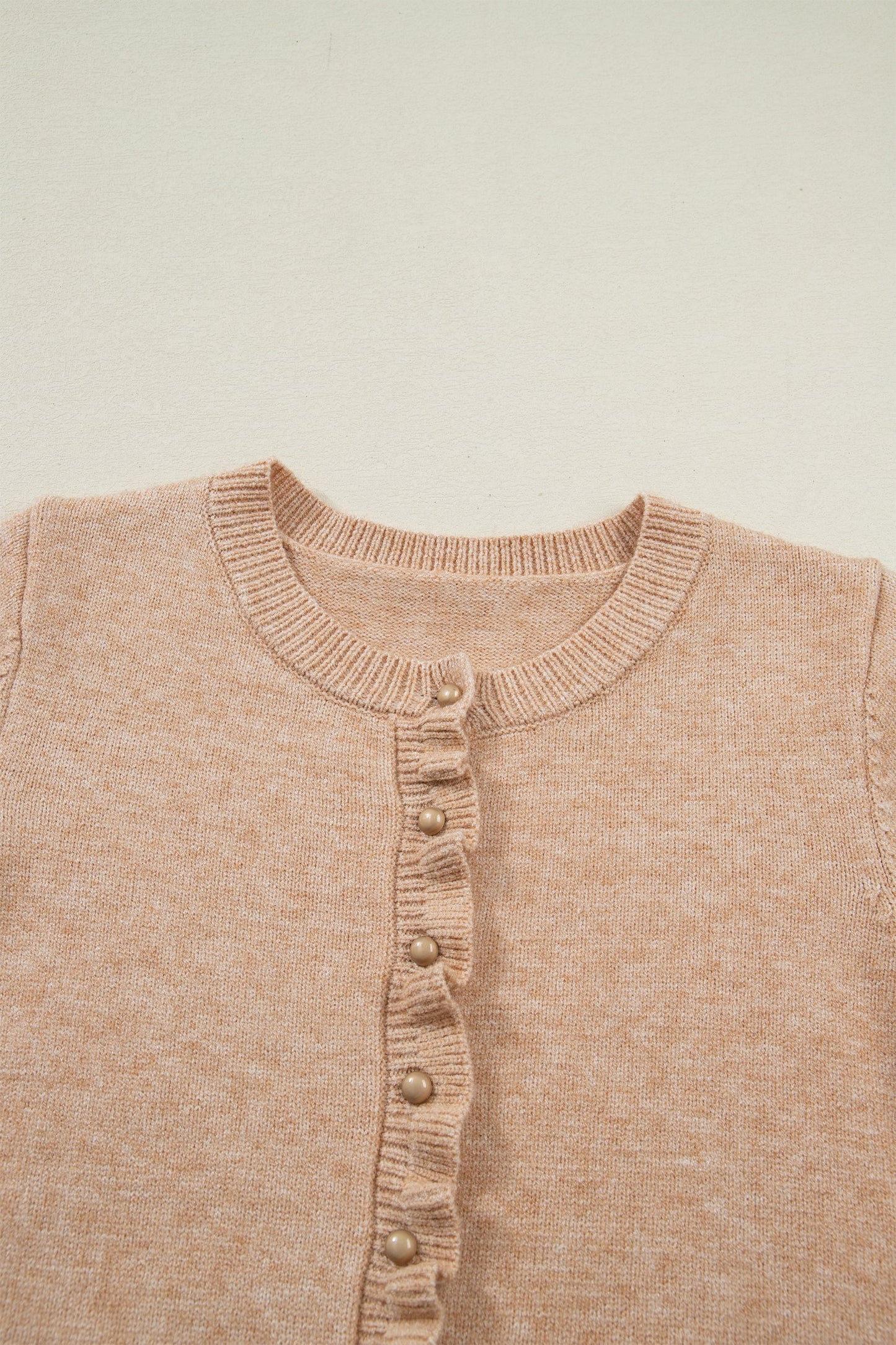 Threaded Pear Yamileth Oatmeal Ruffle Trim Sweater