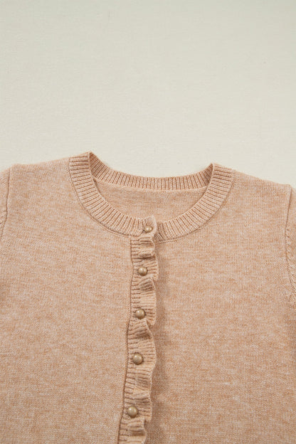 Threaded Pear Yamileth Oatmeal Ruffle Trim Sweater