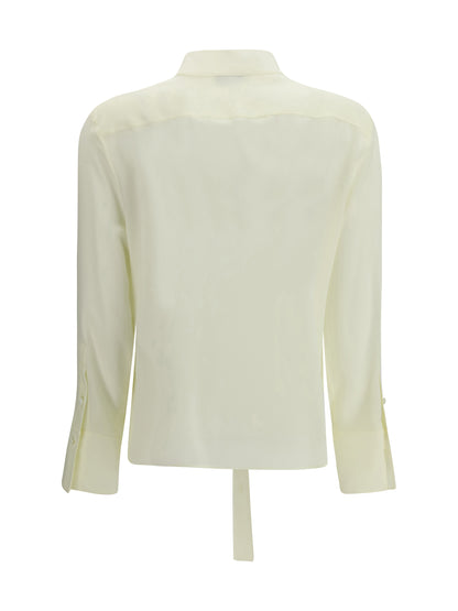 Ruffled Shirt Chalk White Silk