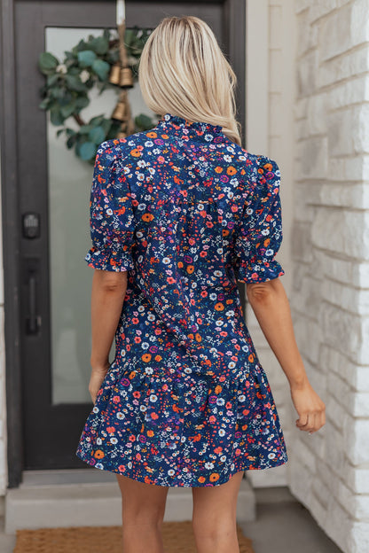Threaded Pear Serenity Puff Sleeve Mini Dress