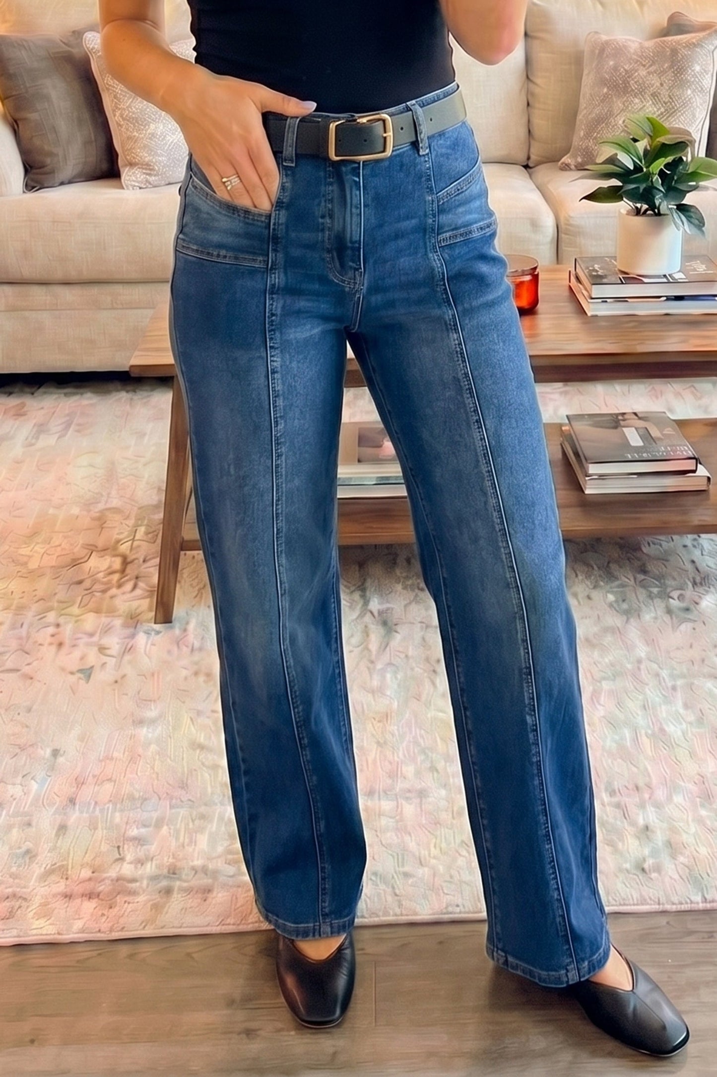 Threaded Pear Yusra Seam Detail Shift Jeans