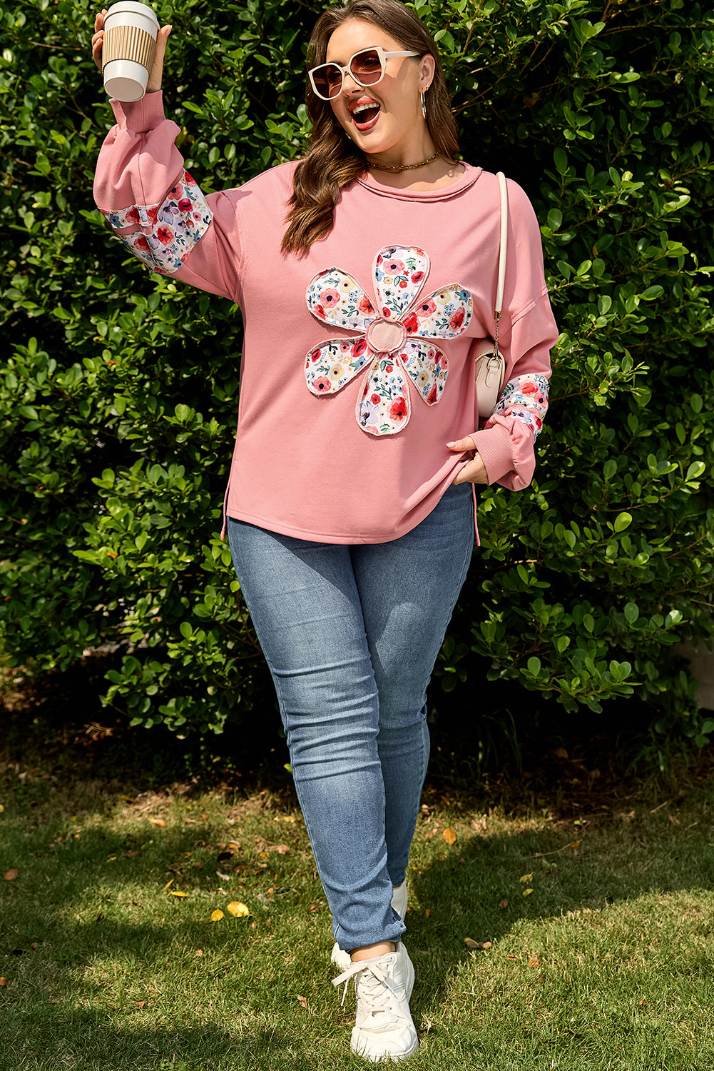 Threaded Pear Elizabeth applique Drop Shoulder Sweatshirt