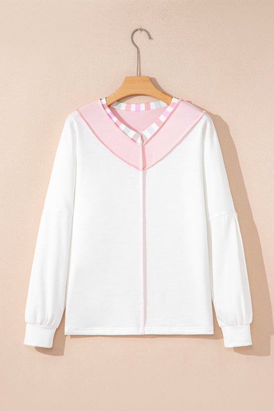 Threaded Pear Promise Color Block Loose Long Sleeve Top