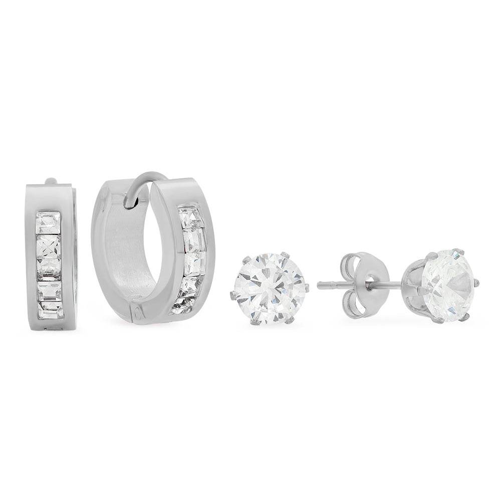 Classic Huggie + CZ Stud Set