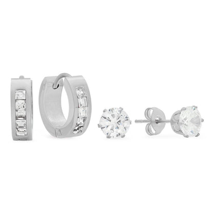 Classic Huggie + CZ Stud Set