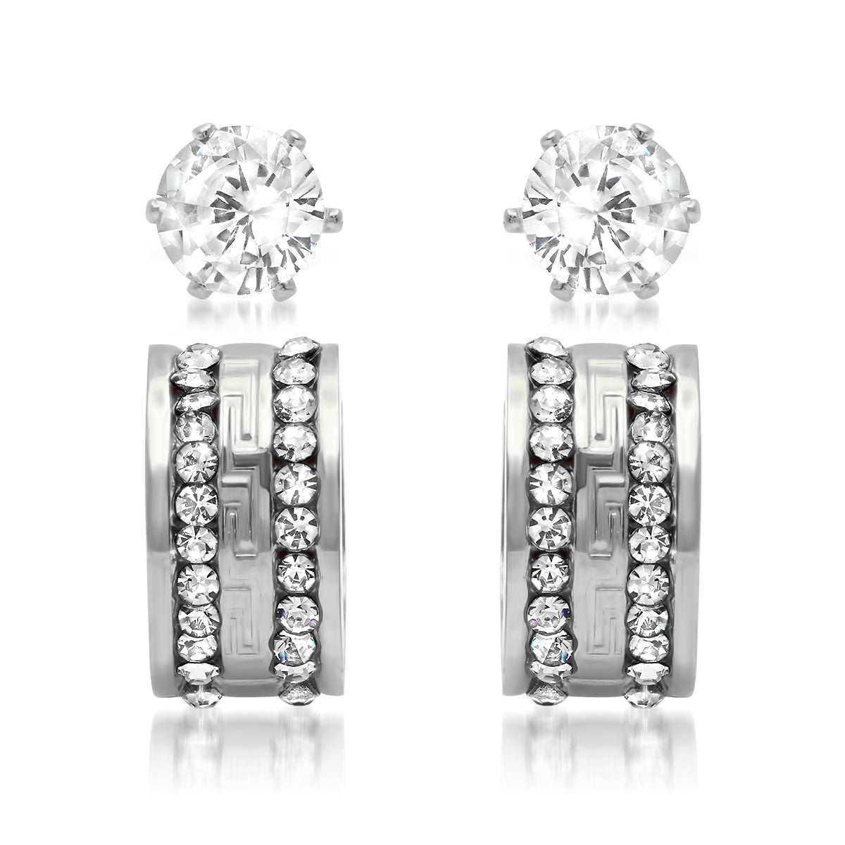 CZ Stud & Huggie Hoop Earring Set