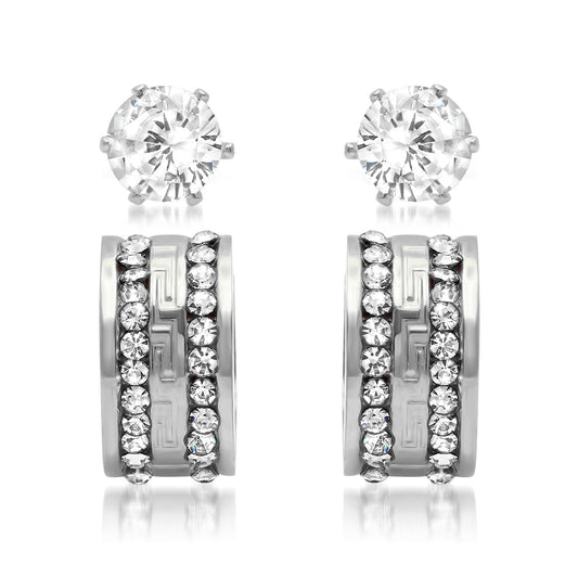 CZ Stud & Huggie Hoop Earring Set