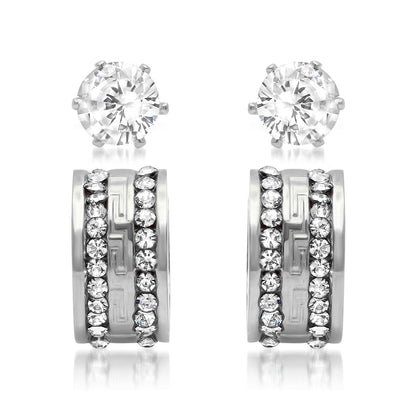 CZ Stud & Huggie Hoop Earring Set