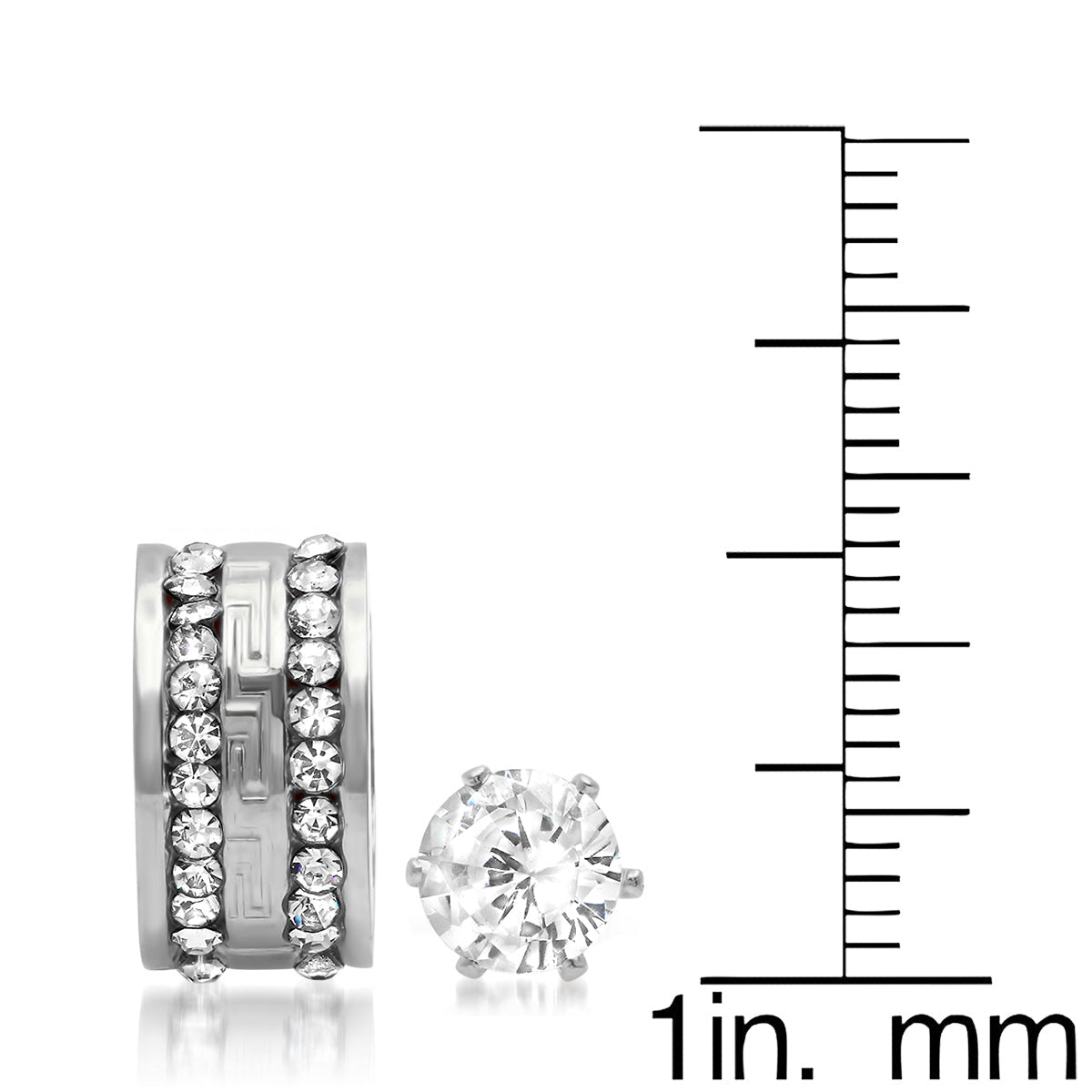 CZ Stud & Huggie Hoop Earring Set