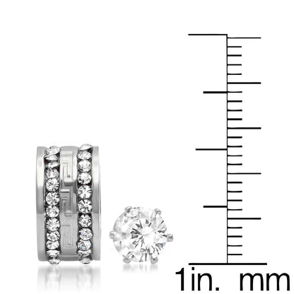 CZ Stud & Huggie Hoop Earring Set