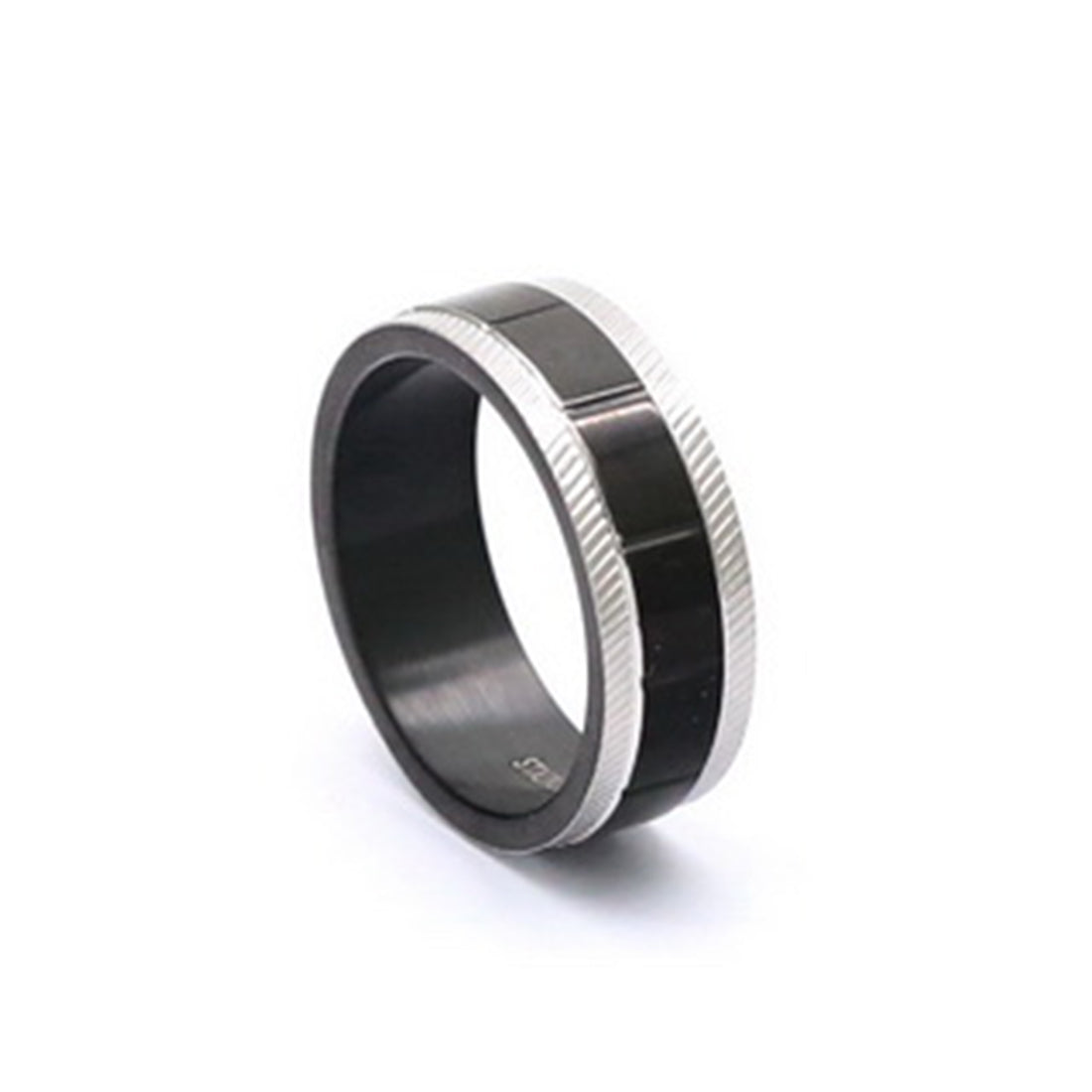 Black+ Steel Striped Ring Band