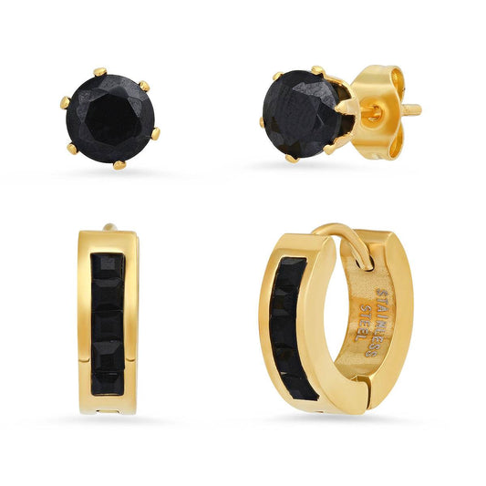 Inline Skinny Huggie Earring Set