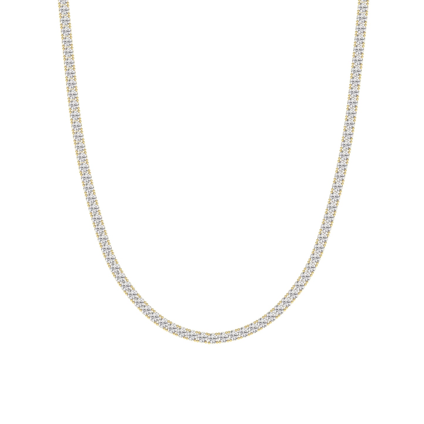Round (F/VS) Lab Grown Diamond Prong 14K Yellow Gold Classic Eternity Tennis Necklace