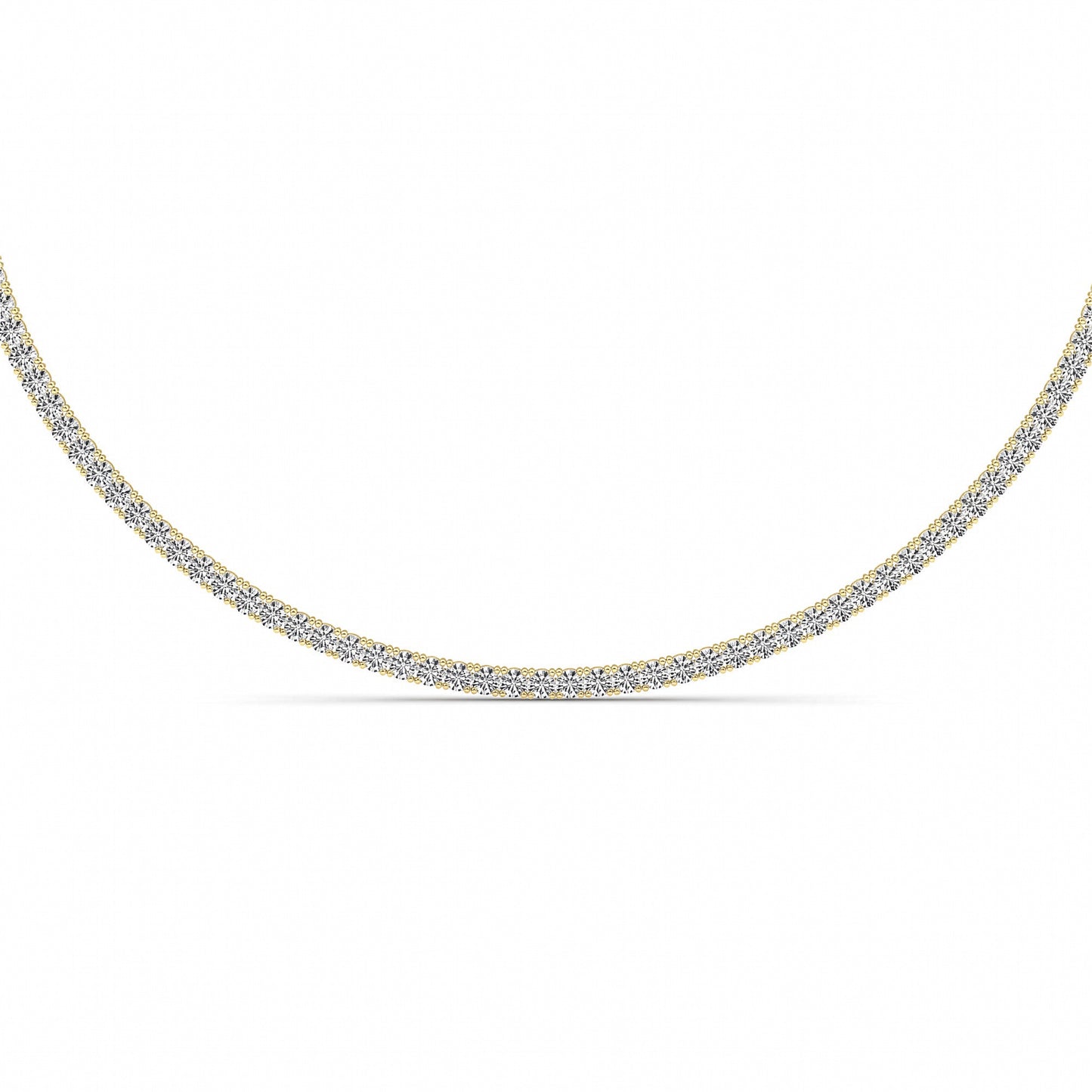 Round (F/VS) Lab Grown Diamond Prong 14K Yellow Gold Classic Eternity Tennis Necklace