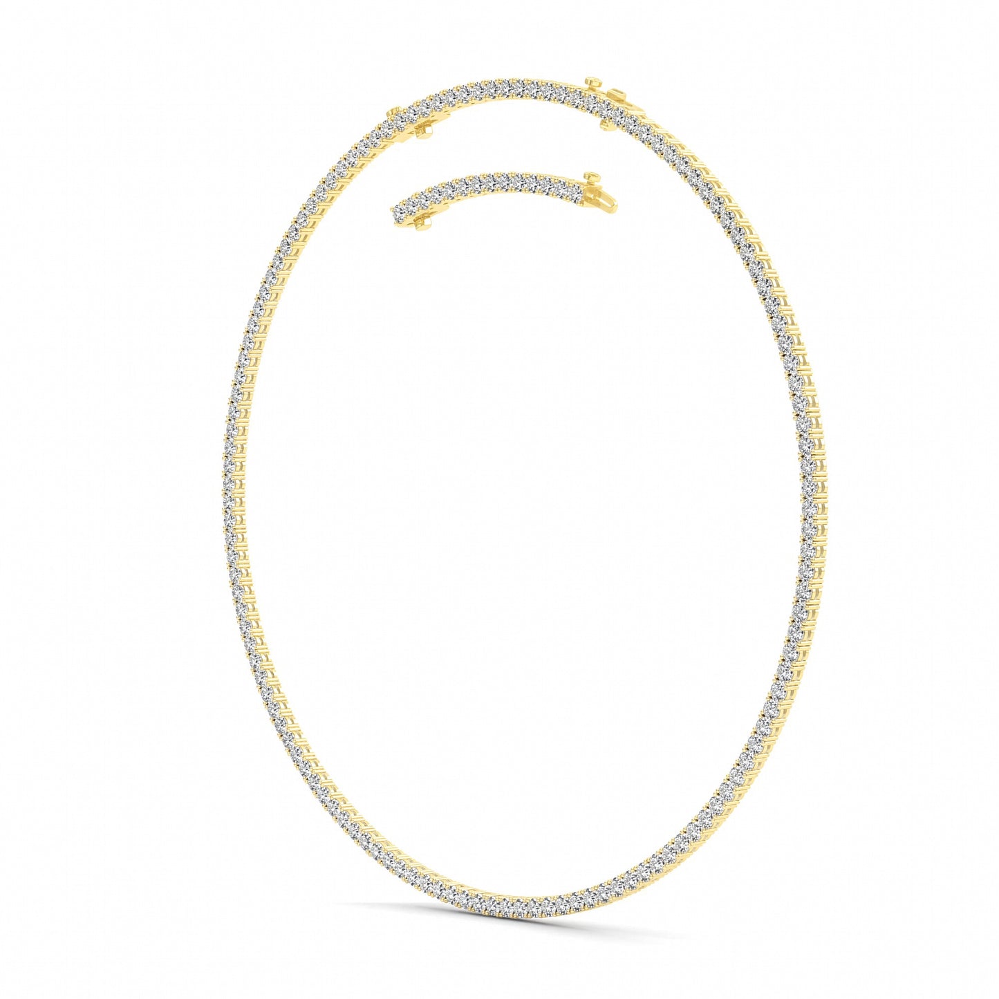 Round (F/VS) Lab Grown Diamond Prong 14K Yellow Gold Classic Eternity Tennis Necklace