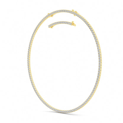 Round (F/VS) Lab Grown Diamond Prong 14K Yellow Gold Classic Eternity Tennis Necklace