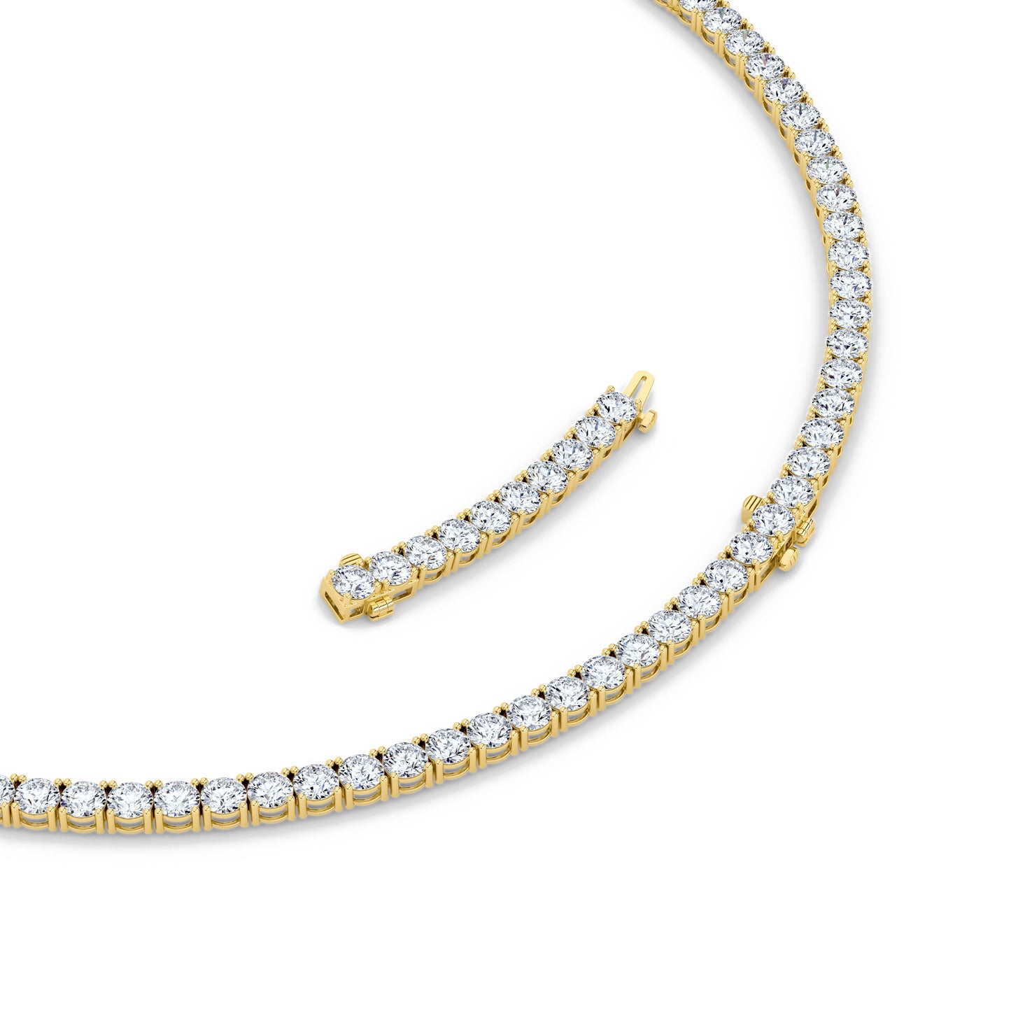 Round (F/VS) Lab Grown Diamond Prong 14K Yellow Gold Classic Eternity Tennis Necklace