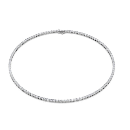 Emerald (F/VS) Lab Grown Diamond Prong 14K White Gold Classic Eternity Tennis Necklace