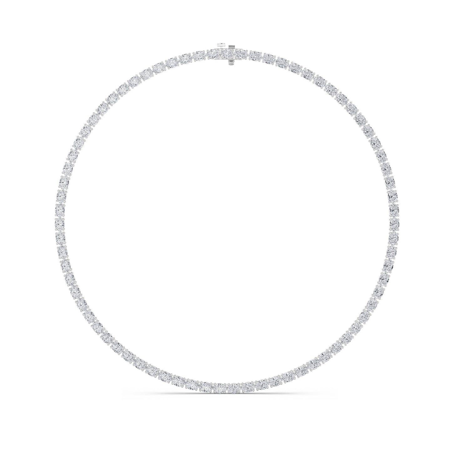 Oval (F/VS) Lab Grown Diamond Prong 14K White Gold Classic Eternity Tennis Necklace