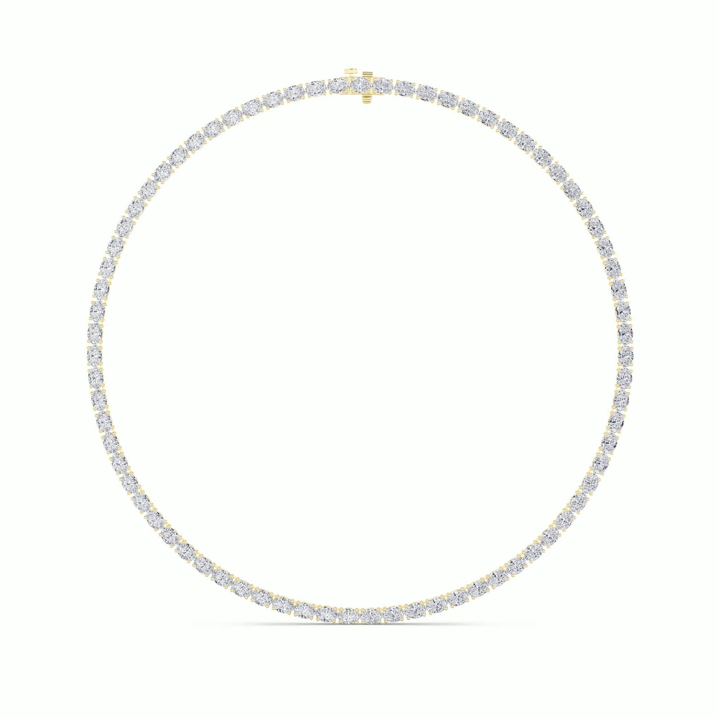 Oval (F/VS) Lab Grown Diamond Prong 14K Yellow Gold Classic Eternity Tennis Necklace