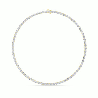 Oval (F/VS) Lab Grown Diamond Prong 14K Yellow Gold Classic Eternity Tennis Necklace