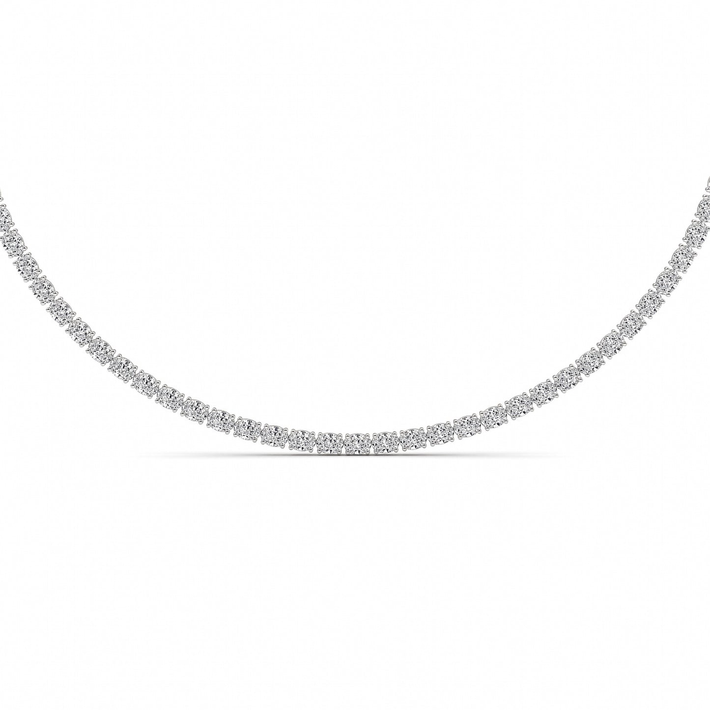 Oval (F/VS) Lab Grown Diamond Prong 14K White Gold Classic Eternity Tennis Necklace