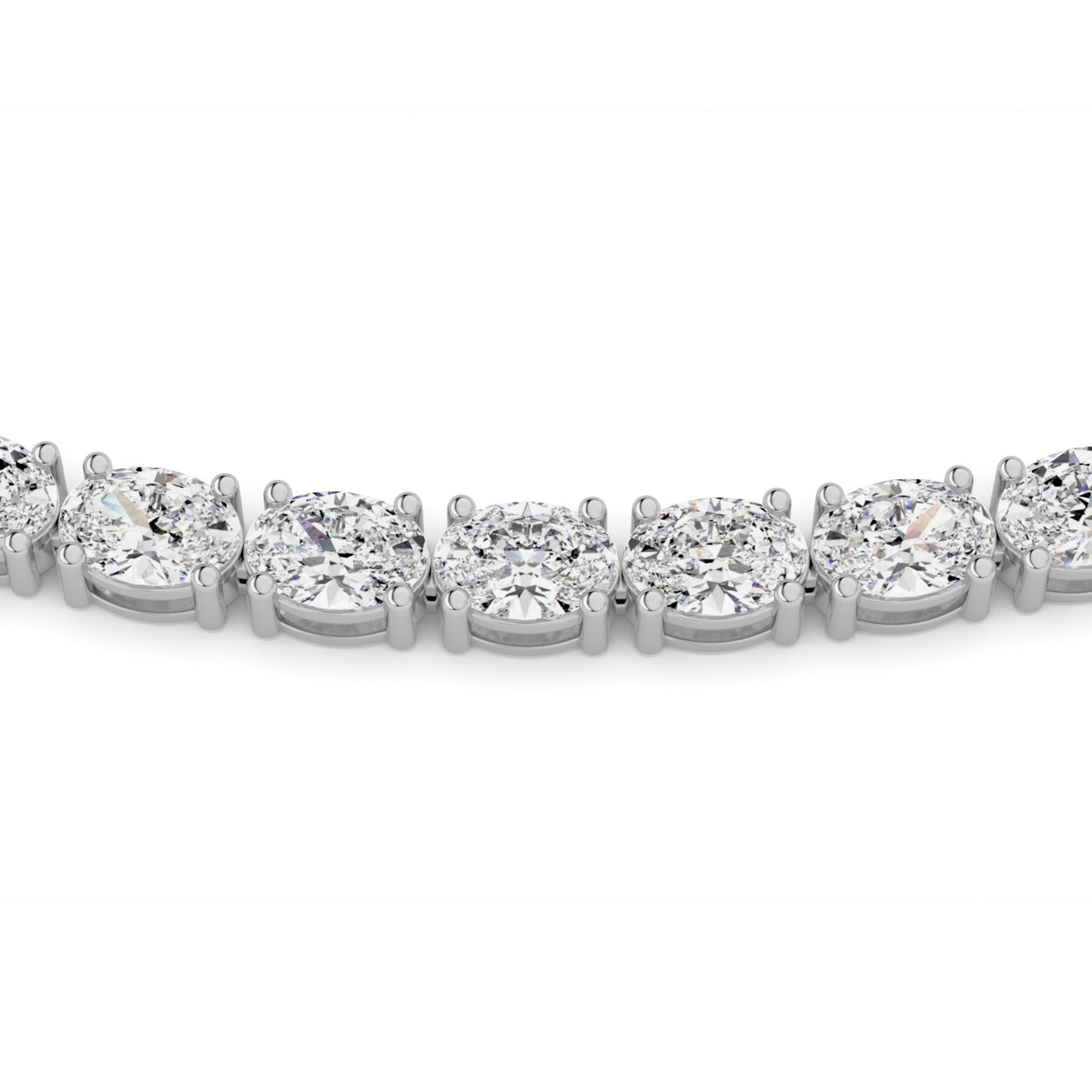 Oval (F/VS) Lab Grown Diamond Prong 14K White Gold Classic Eternity Tennis Necklace