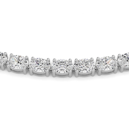 Oval (F/VS) Lab Grown Diamond Prong 14K White Gold Classic Eternity Tennis Necklace