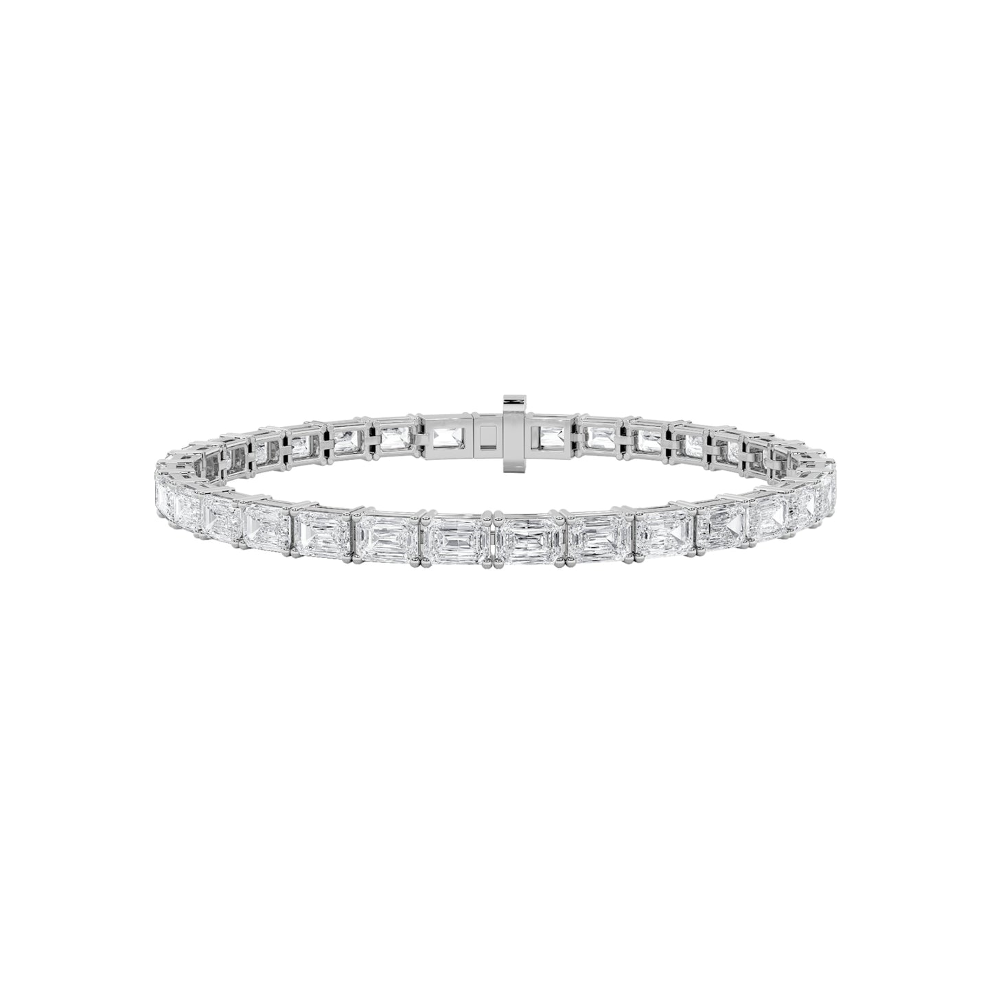 Emerald Shaped Lab Grown Diamond East & West Bracelet in 14K Gold (F/VS)