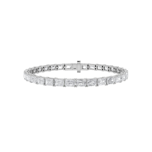 Emerald Shaped Lab Grown Diamond East & West Bracelet in 14K Gold (F/VS)