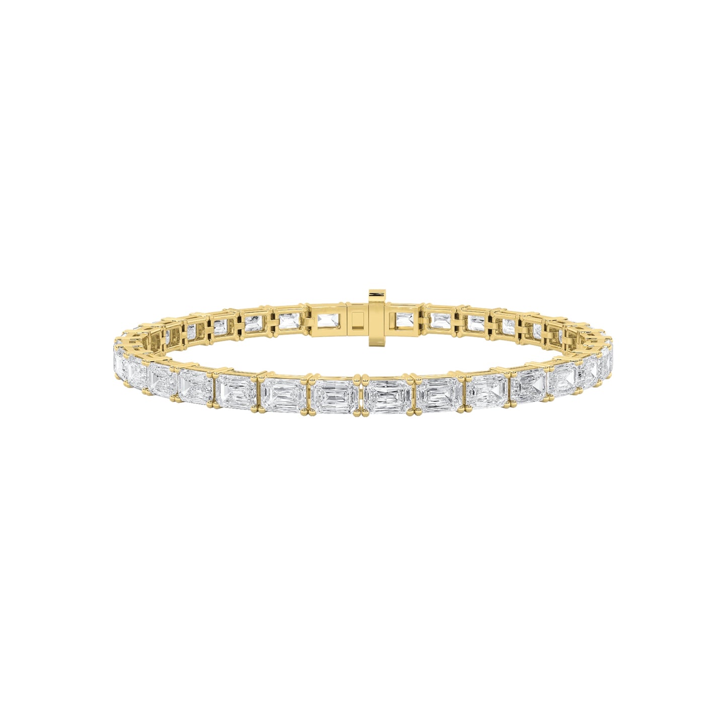 Emerald Shaped Lab Grown Diamond East & West Bracelet in 14K Gold (F/VS)