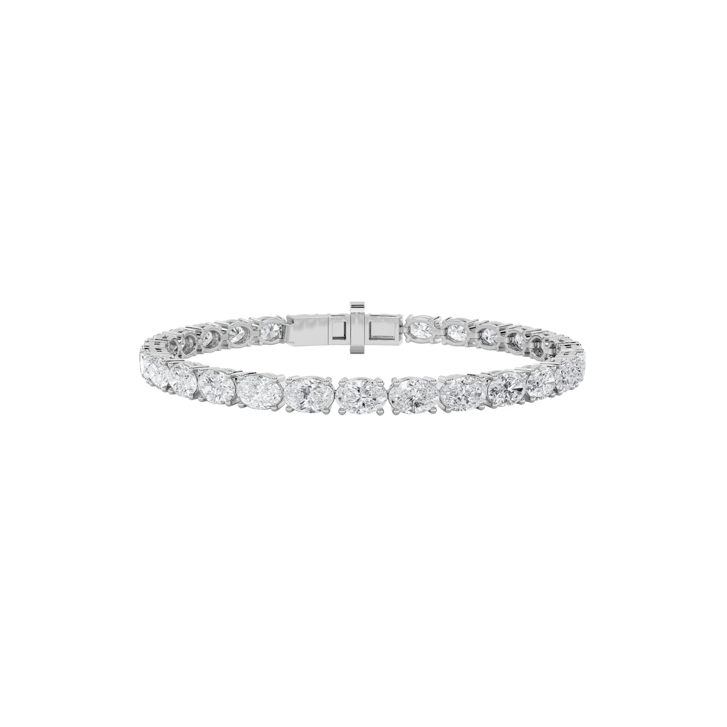 Oval Shaped Lab Grown Diamond East & West Bracelet in 14K Gold (F/VS)
