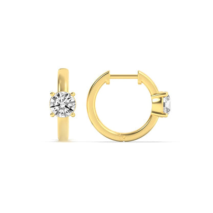1.5Cttw Round Shaped Lab Grown Diamond (F/VS) Accented Huggie Earrings in 14K Yellow Gold