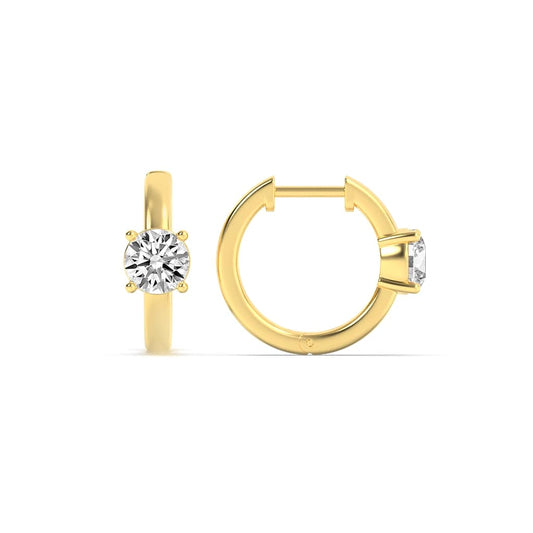 1.5Cttw Round Shaped Lab Grown Diamond (F/VS) Accented Huggie Earrings in 14K Yellow Gold