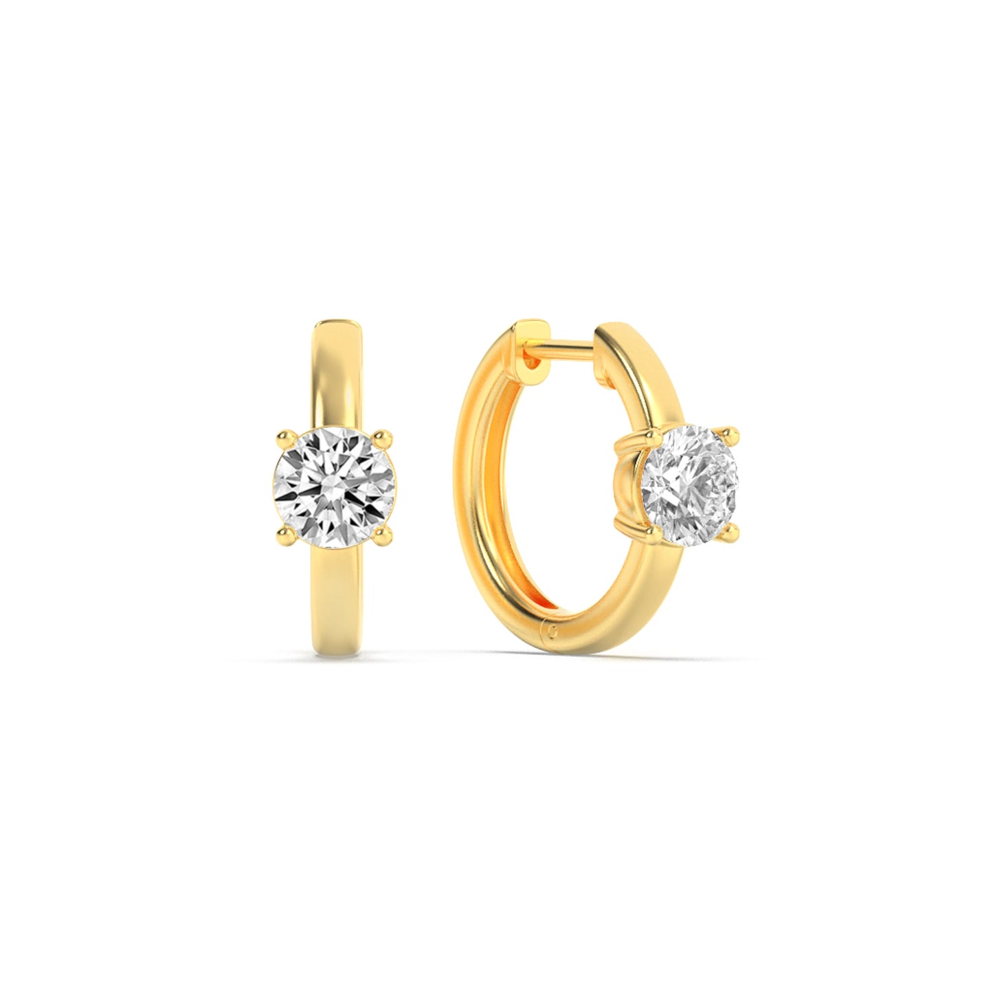 1.5Cttw Round Shaped Lab Grown Diamond (F/VS) Accented Huggie Earrings in 14K Yellow Gold