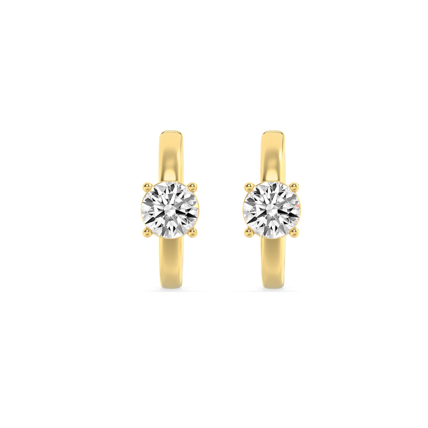 1.5Cttw Round Shaped Lab Grown Diamond (F/VS) Accented Huggie Earrings in 14K Yellow Gold