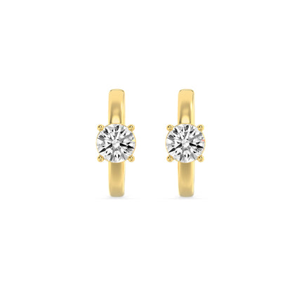 1.5Cttw Round Shaped Lab Grown Diamond (F/VS) Accented Huggie Earrings in 14K Yellow Gold