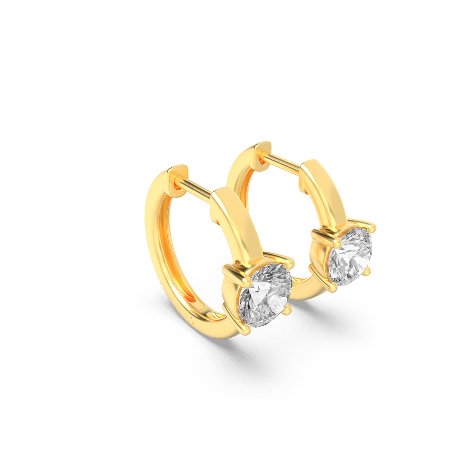 1.5Cttw Round Shaped Lab Grown Diamond (F/VS) Accented Huggie Earrings in 14K Yellow Gold