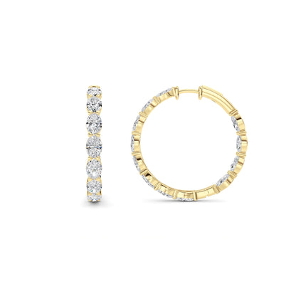 Oval Shaped Lab Grown Diamond (F/VS) InsideOut Hoop Earrings in 14K Yellow Gold