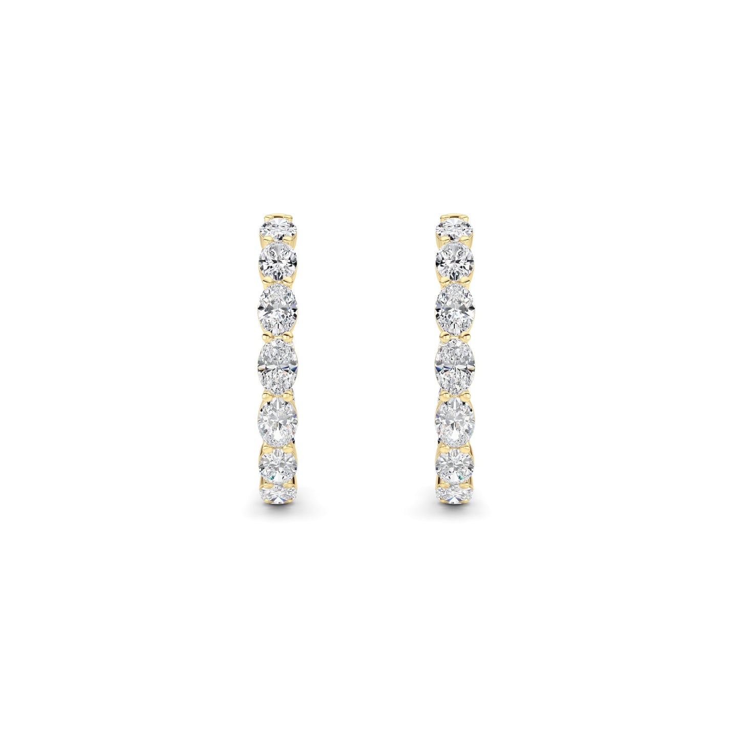 Oval Shaped Lab Grown Diamond (F/VS) InsideOut Hoop Earrings in 14K Yellow Gold